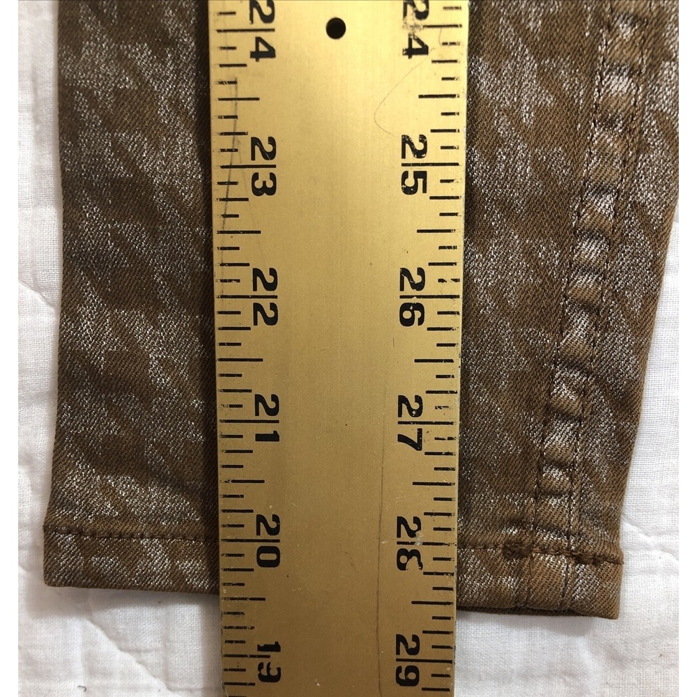 Level 99 Anthropologie Jeans Womens 25 Brown Silver Metallic Janice Ultra Skinny - Picture 12 of 13